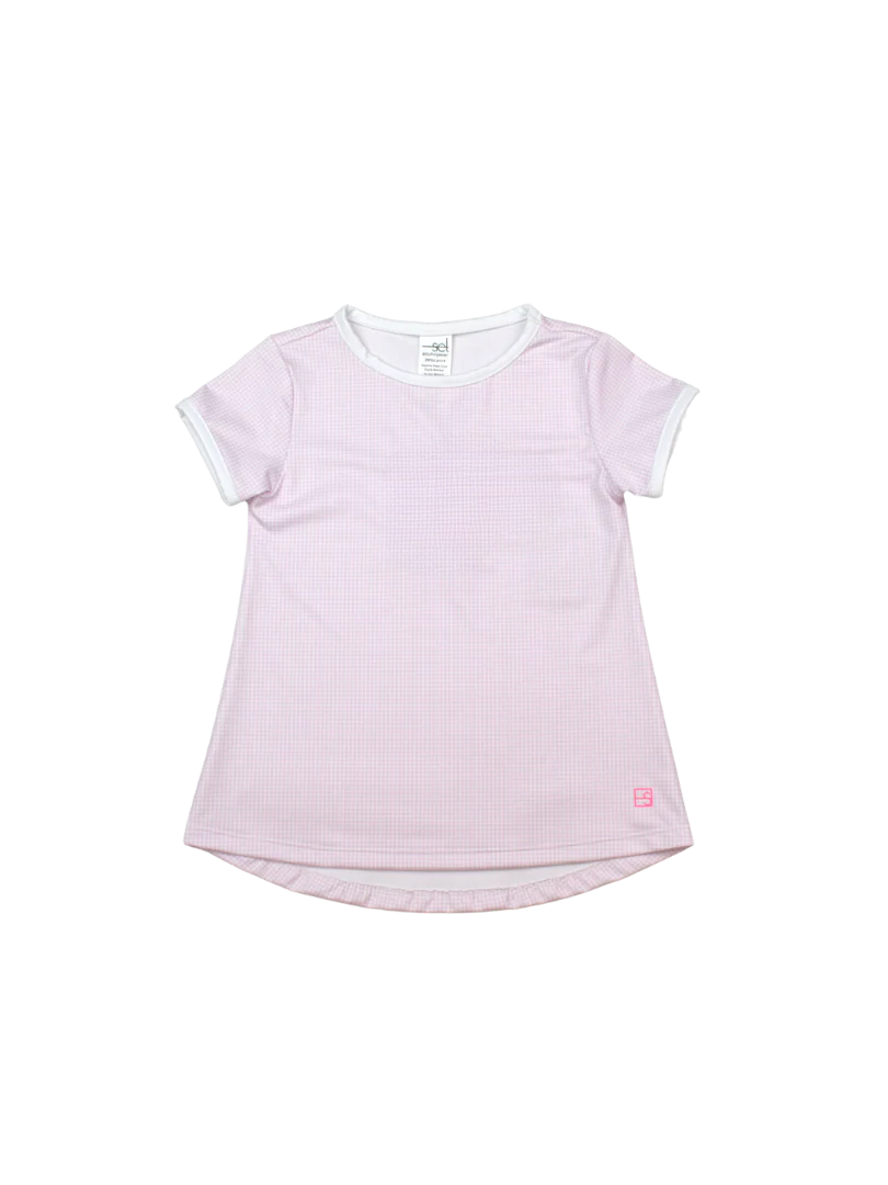 Bridget Basic T- Pink Mini Gingham