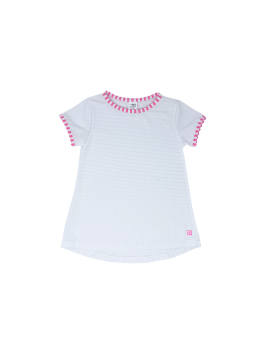 Bridget Basic T - White/Pink Stripe