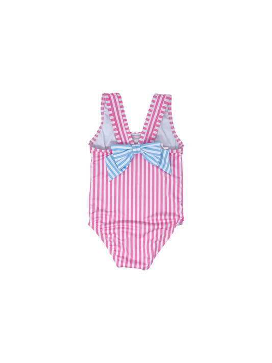 Sarah Swimsuit - Pink Stripe/Turquoise