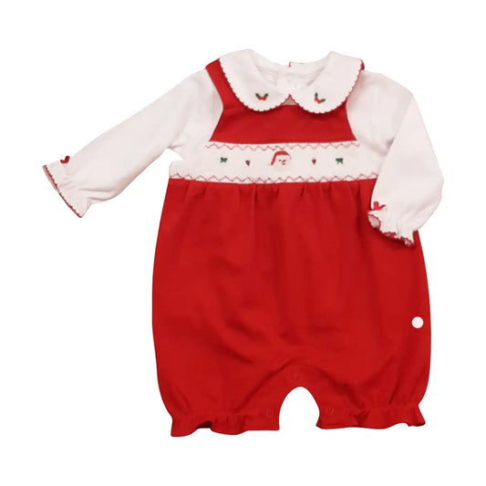 Santa Claus Baby Girl's Smocked Romper Set - Hotchpotch Kids
