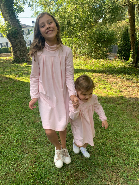 Suzy Turtleneck Dress - Rose Pink Stripe - Hotchpotch Kids