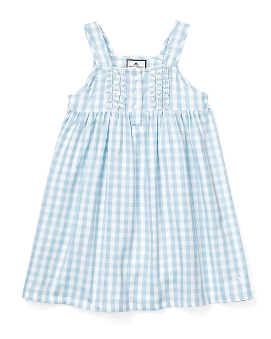 Light Blue Gingham Charlotte Nightgown - Hotchpotch Kids