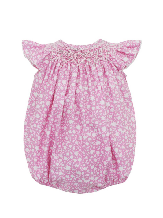 Macey Angel Wing Bishop Bubble - Pink and White Floral - Hotchpotch Kids