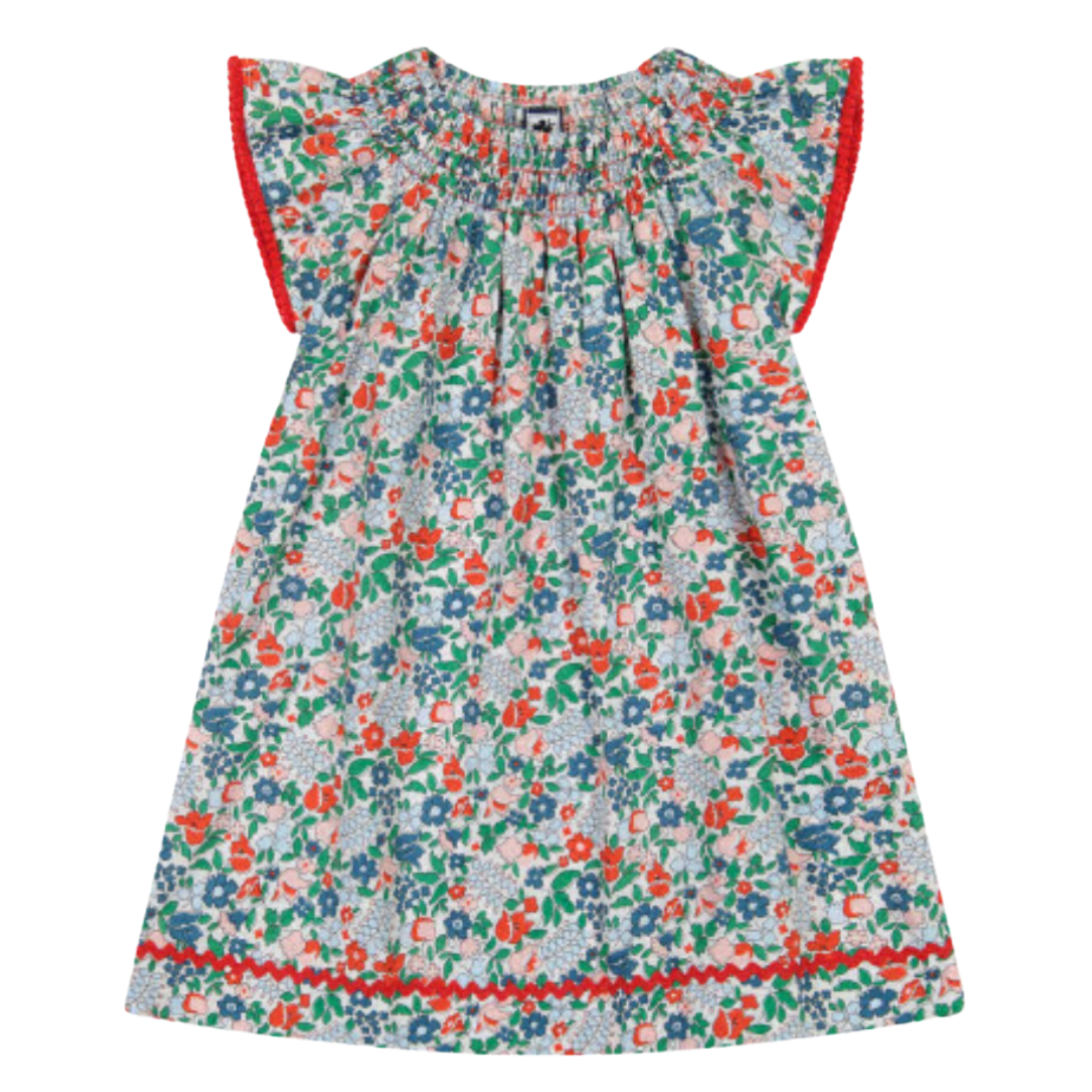 Jules Flutter Sleeve Dress - Green Floral