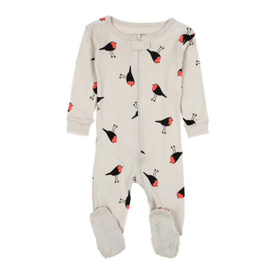 Kids Footed Cotton Pajama- Birds - Hotchpotch Kids