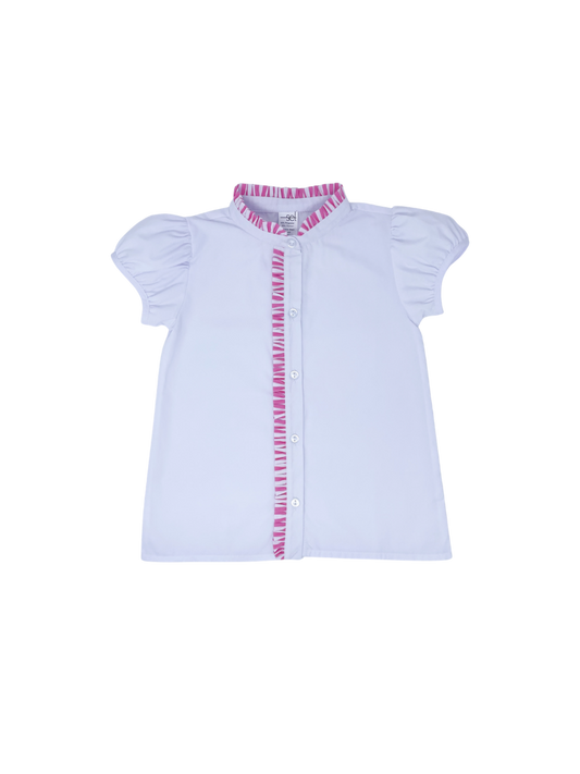 Polly Polo Shirt - White/Pink Pinstripe