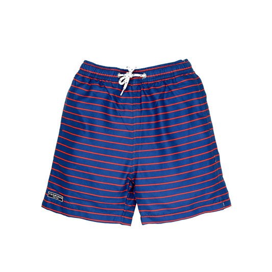 Boys Swim Trunks- Blue and Red Stripe - Hotchpotch Kids