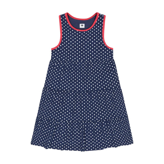 Parker Knit Racerback Dress - Navy Polka Dot - Hotchpotch Kids