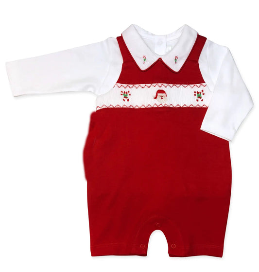 Santa Claus Boy Hand Smocked Romper Set - Hotchpotch Kids