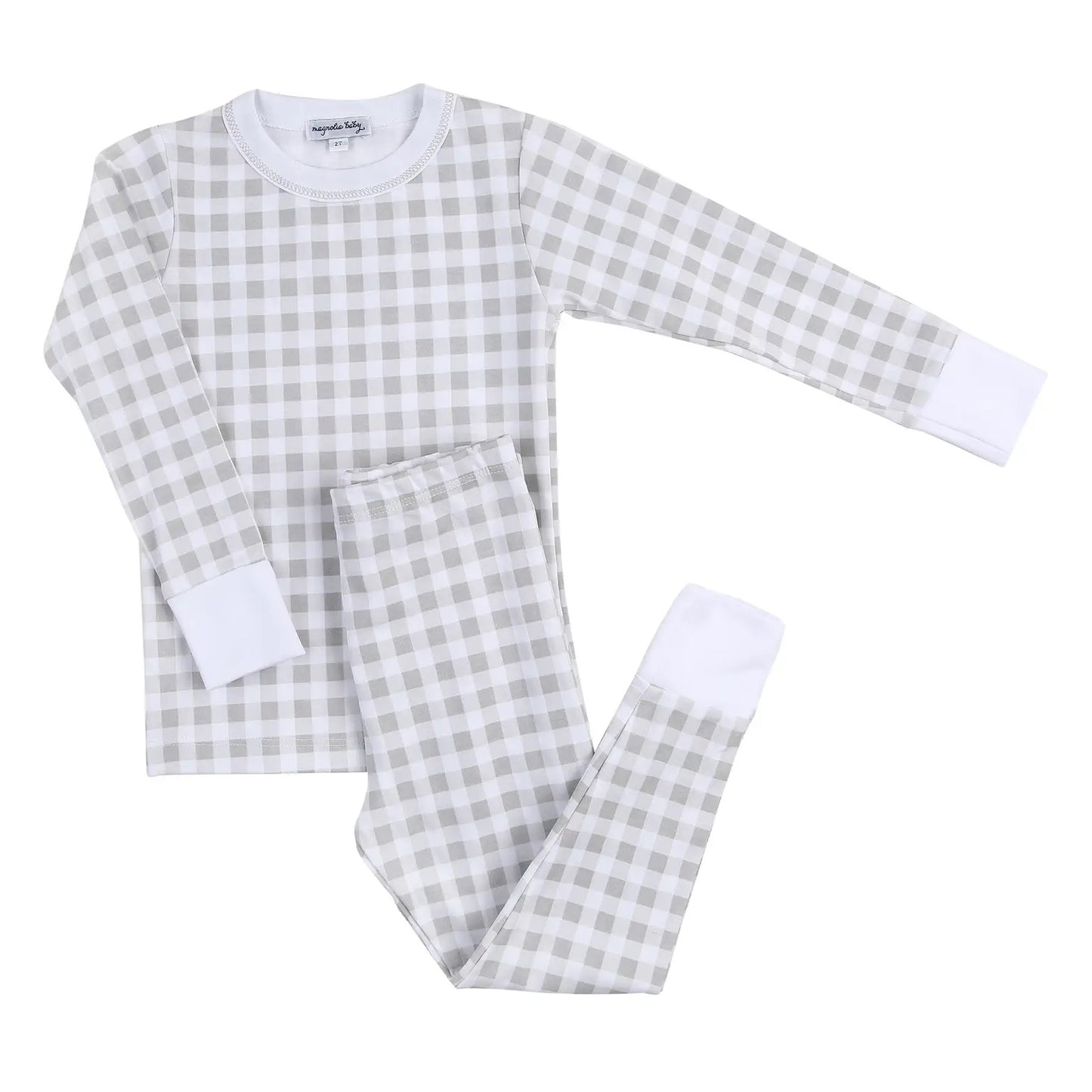 Baby Checks Long Pajama - Spring Silver - Hotchpotch Kids