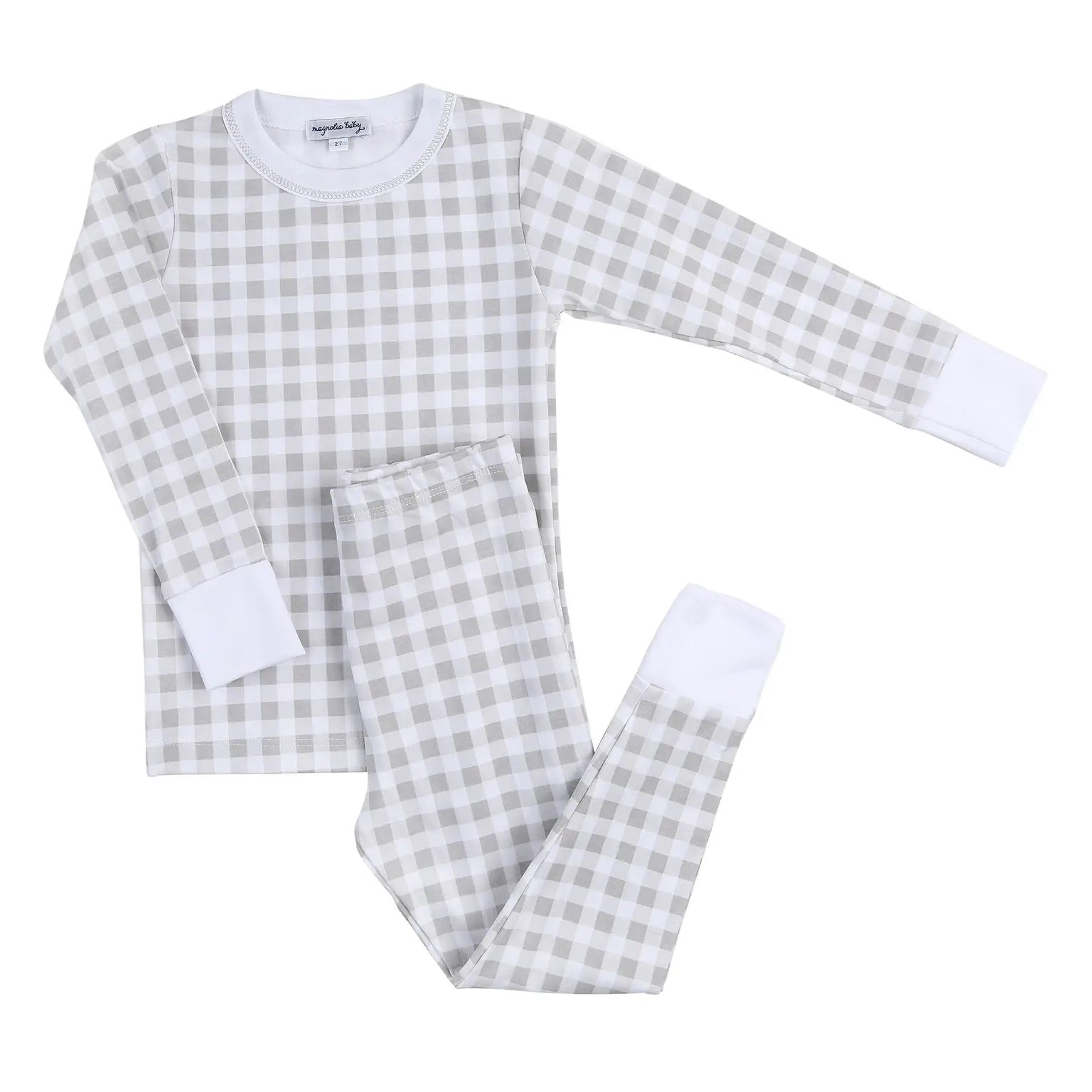 Baby Checks Long Pajama - Spring Silver - Hotchpotch Kids
