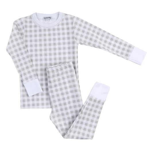 Baby Checks Long Pajama - Spring Silver - Hotchpotch Kids