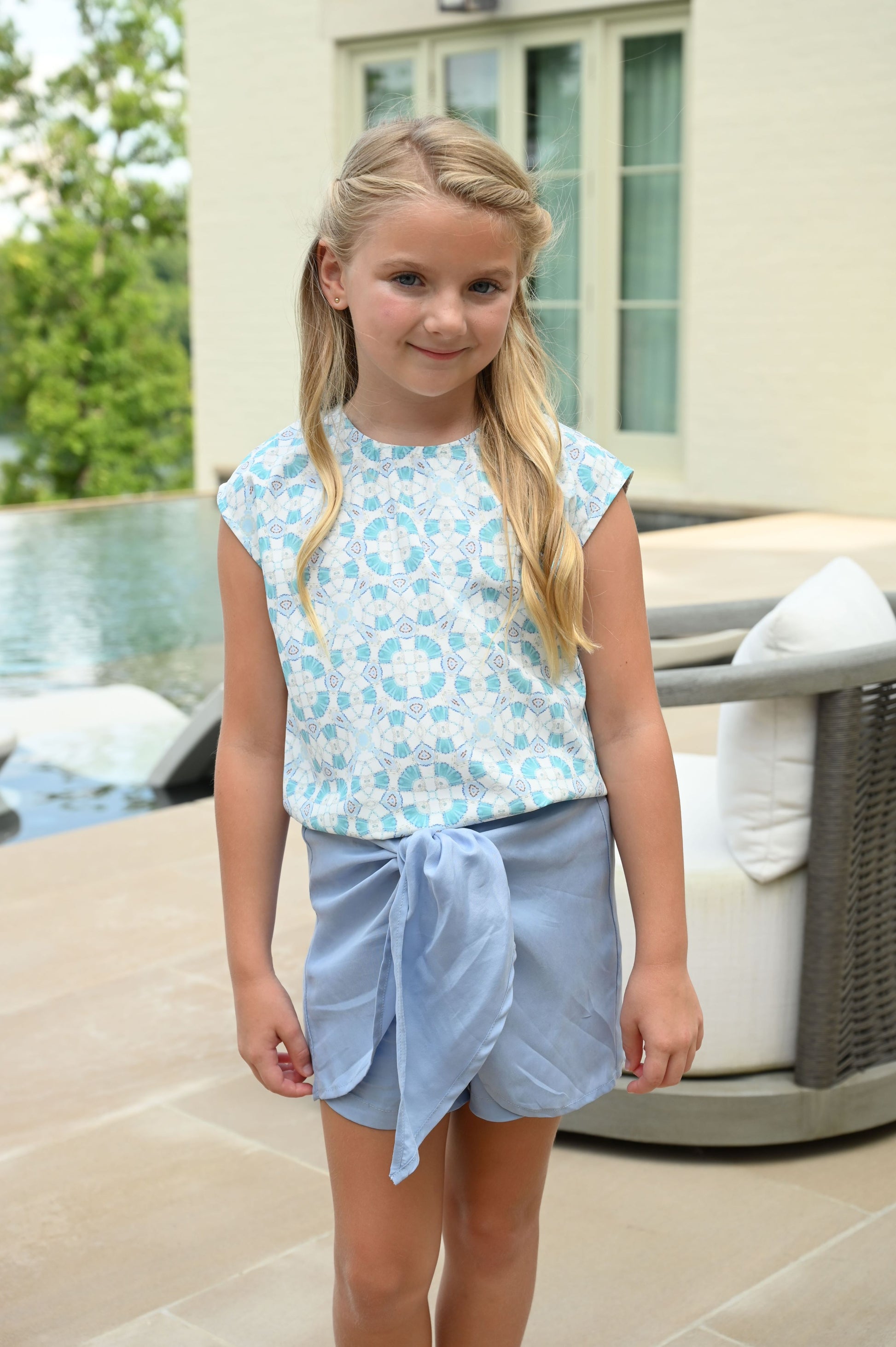 Stella Wrap Skirt - Pleat Blue - Hotchpotch Kids