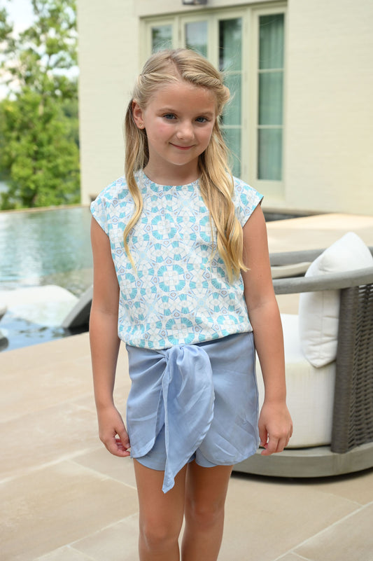 Stella Wrap Skirt - Pleat Blue - Hotchpotch Kids