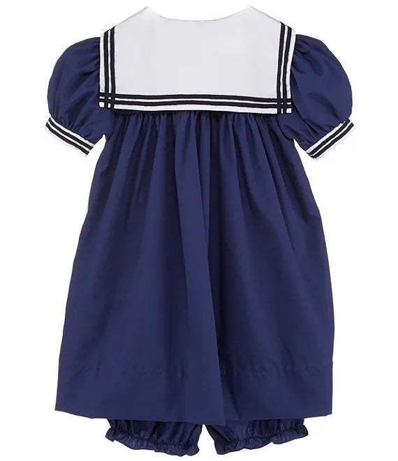 Nautical Sailor Dress with Diaper Cover