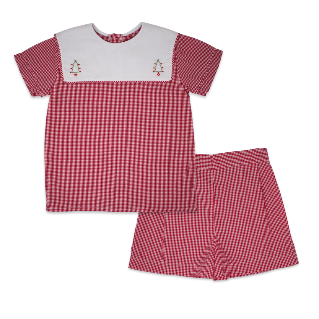 Christian Short Set - Red Gingham Tree