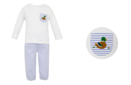 Mallard Duck Blue Stripe Pant Set