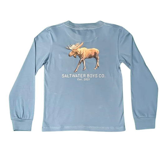 Moose Graphic Pocket Tee - Surf Blue