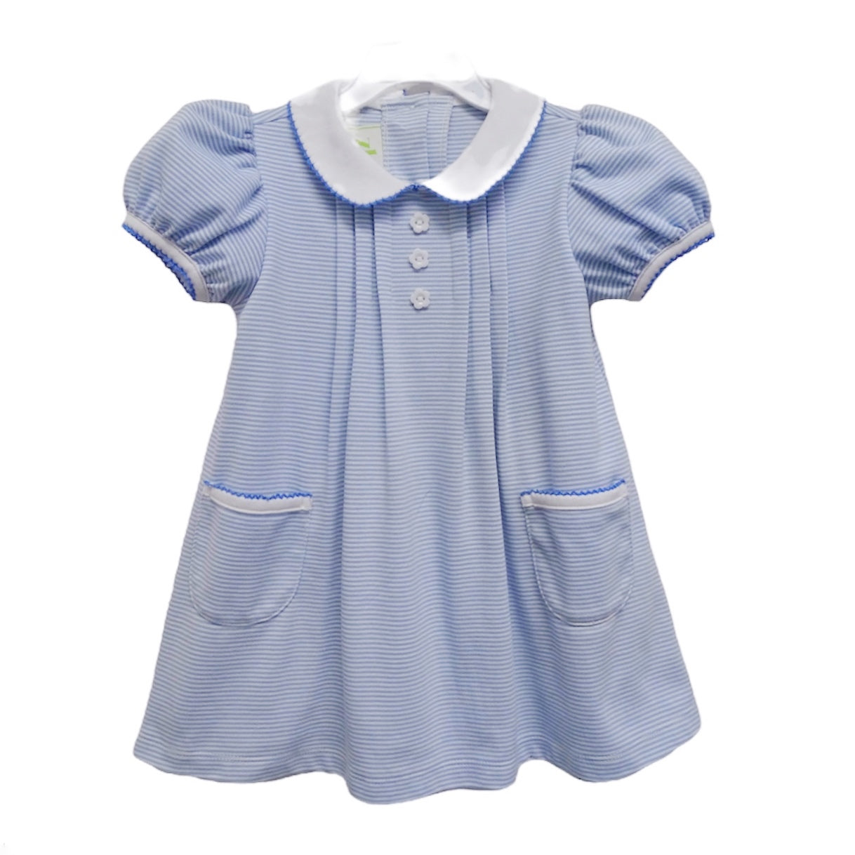 Pollyanna Dress - Light Blue Bitty Stripe