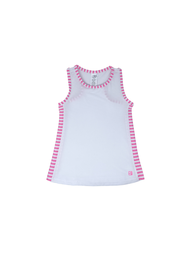 Riley Razor Tank - White/Pink Stripe