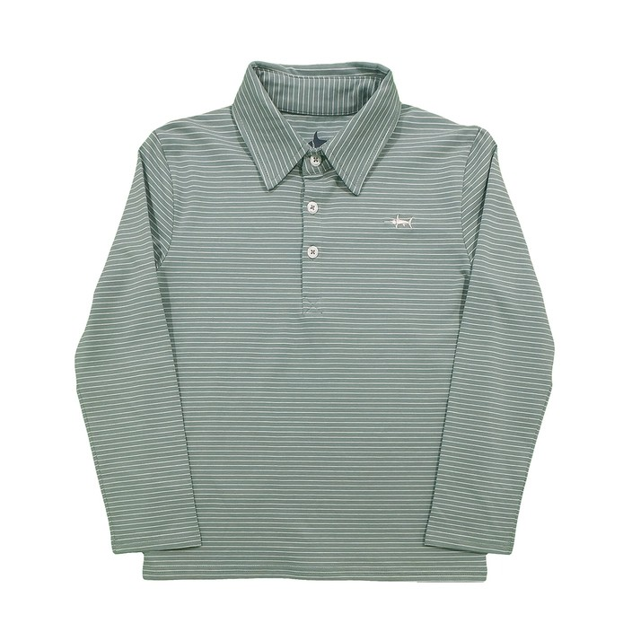 Banks Performance LS Polo - Aqua/White Stripe