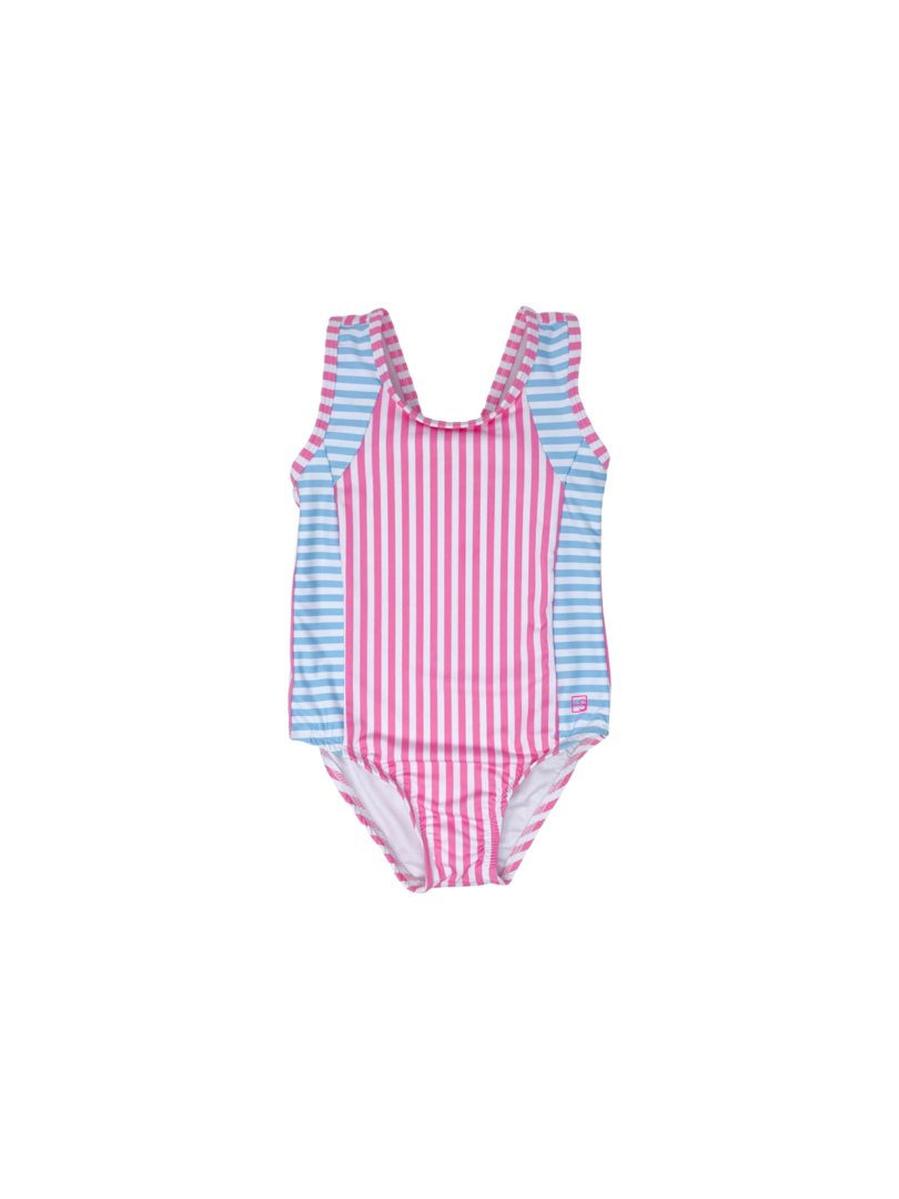 Sarah Swimsuit - Pink Stripe/Turquoise