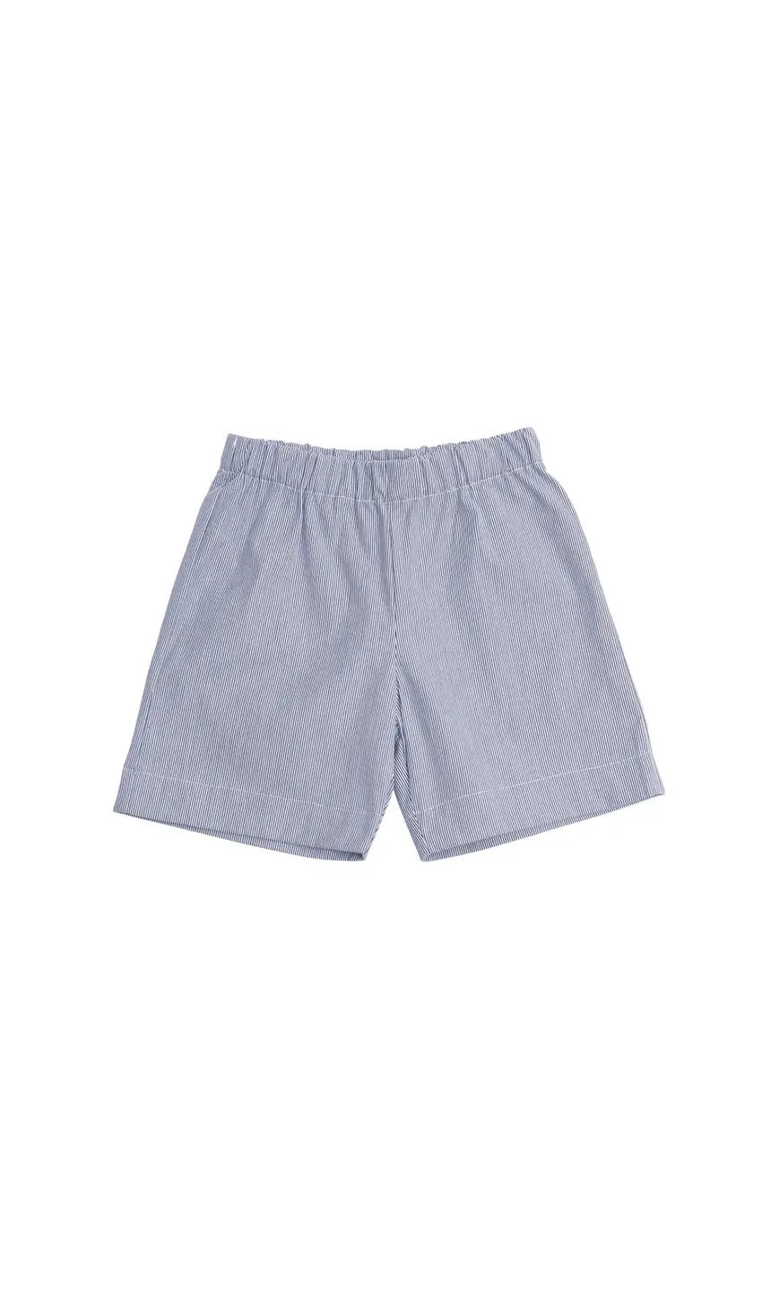 Jd Pull On Shorts - navy seersucker - Hotchpotch Kids