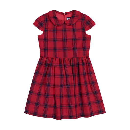 Anna Peter Pan Collar Dress Red Plaid - Hotchpotch Kids