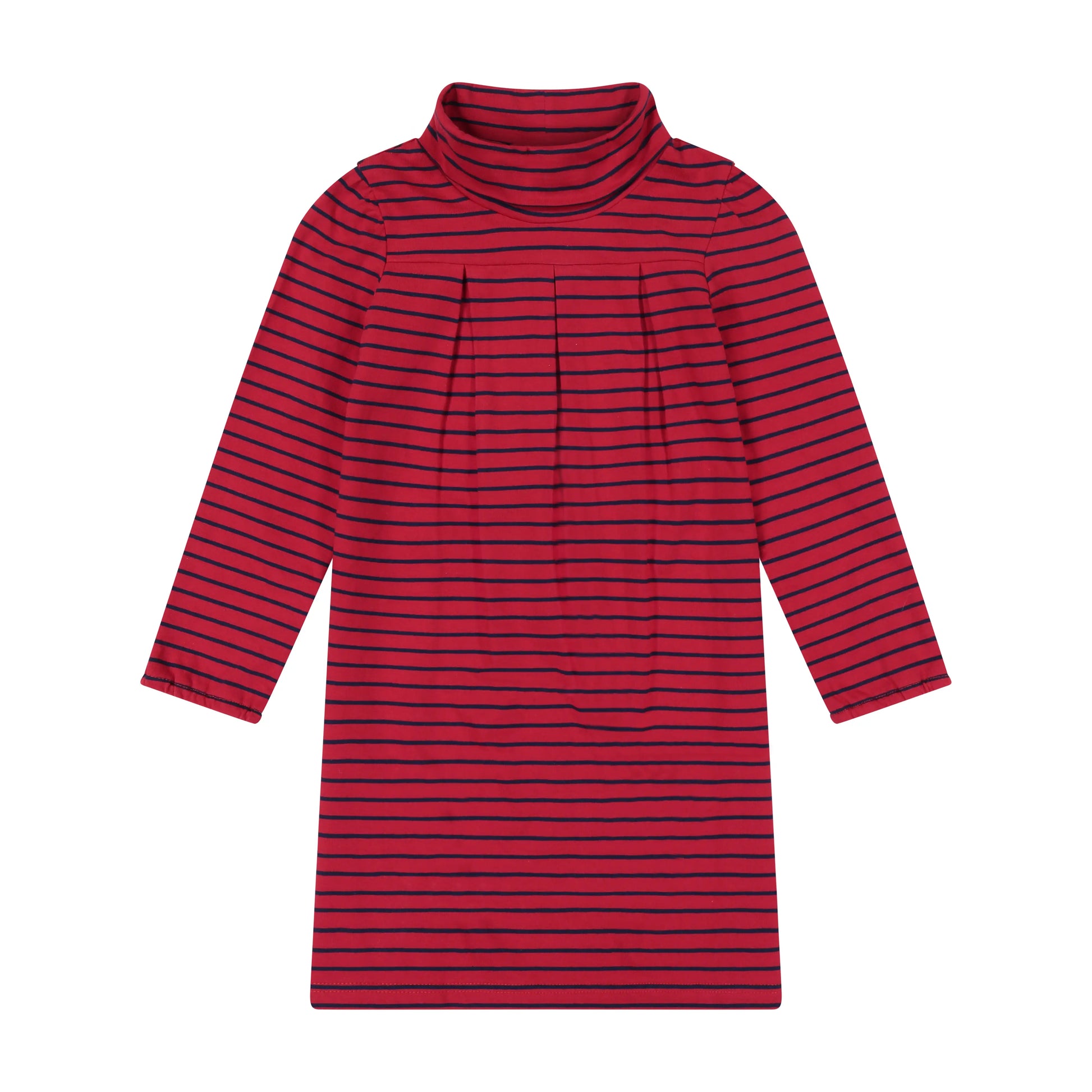 Suzy Turtleneck Dress - red stripe navy - Hotchpotch Kids