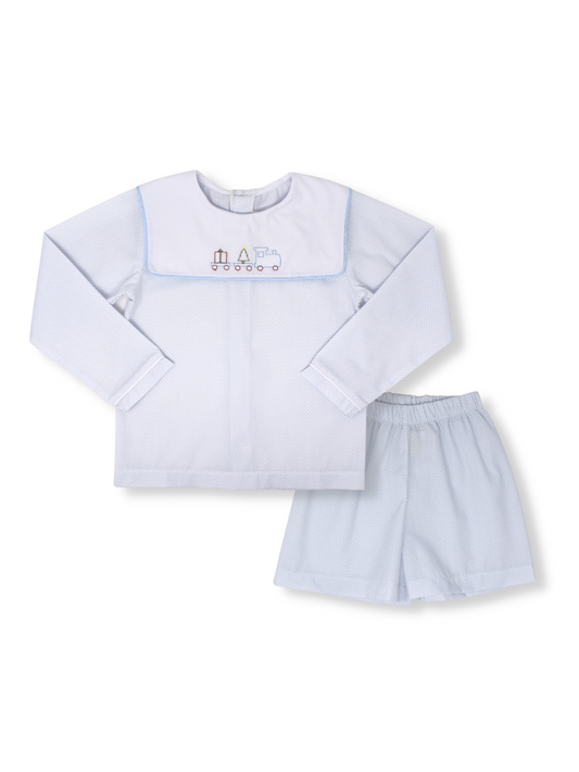 Christian Short Set - Blue Bitty Dot - Hotchpotch Kids