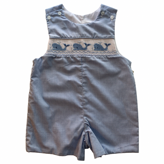 Blue Smocked Whale Overall - Hotchpotch Kids