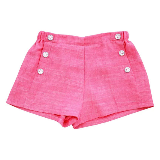 Sailor Button Shorts - pink chambray - Hotchpotch Kids