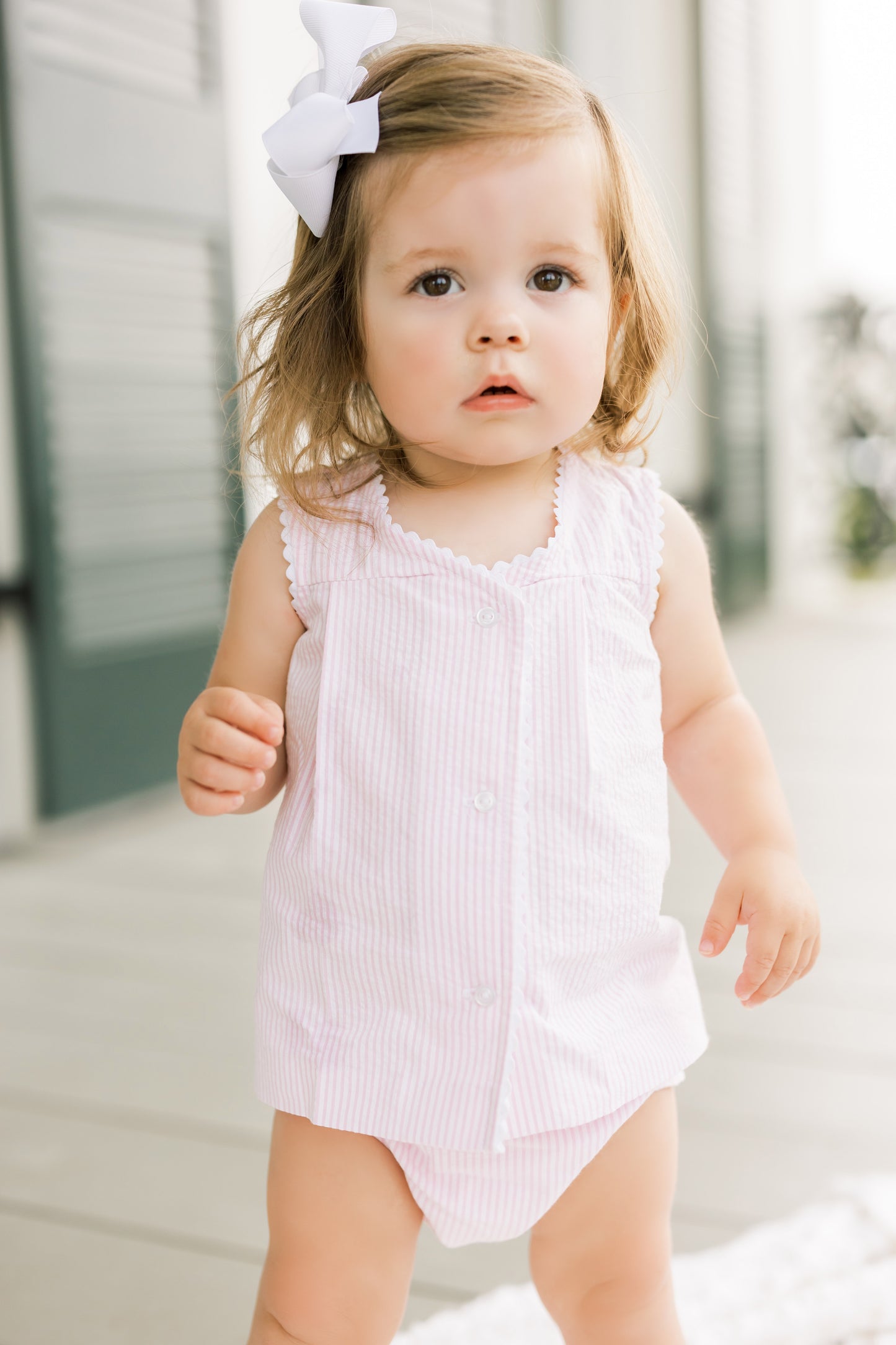 Jill Diaper Set - Pink and White Seersucker