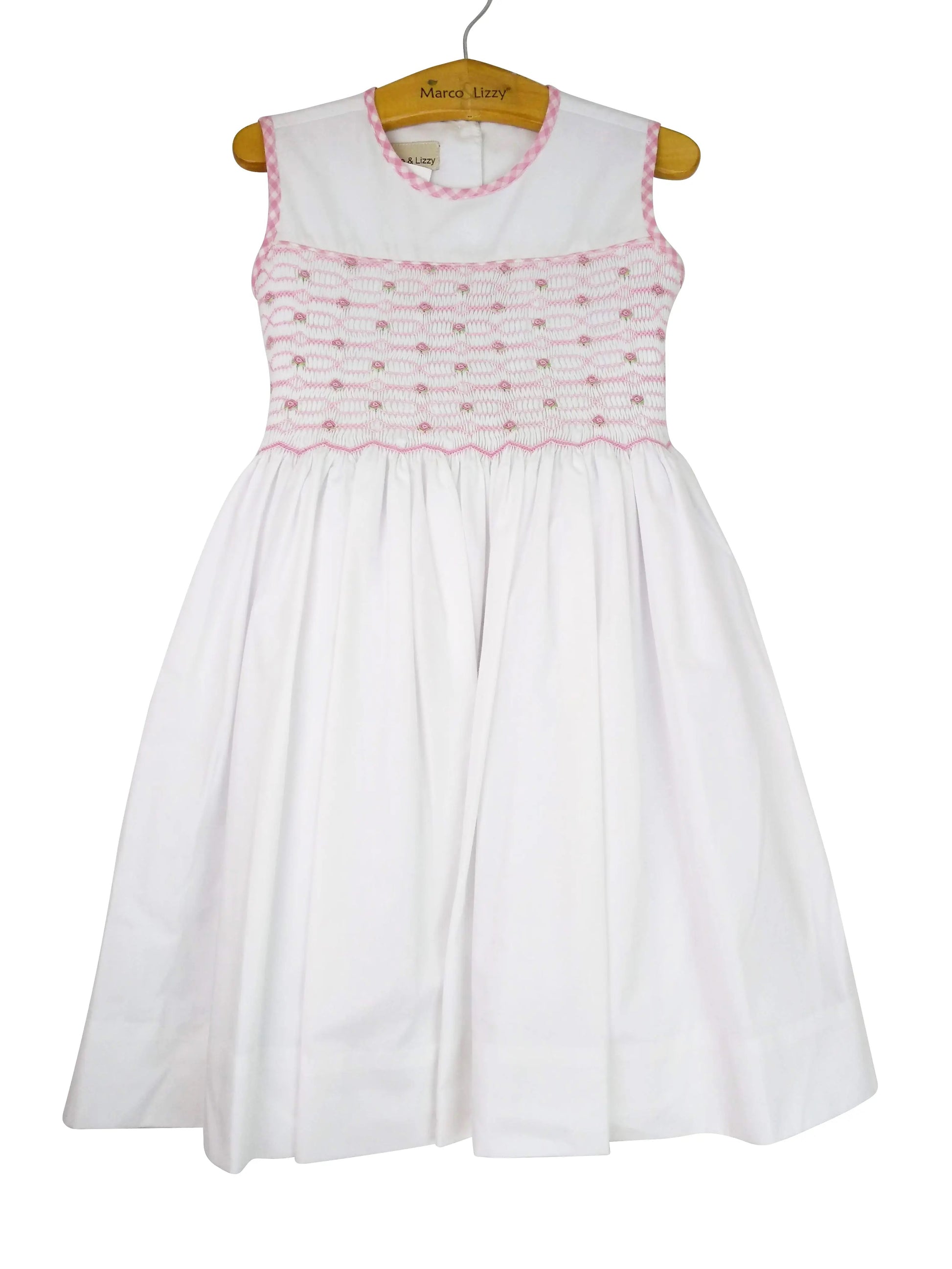 Riley White Hand Smocked Girl's Dress - Hotchpotch Kids