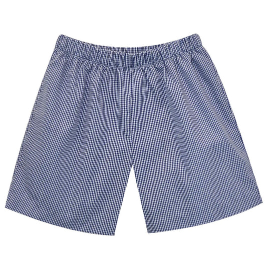 Navy Check Pull On Short - Hotchpotch Kids