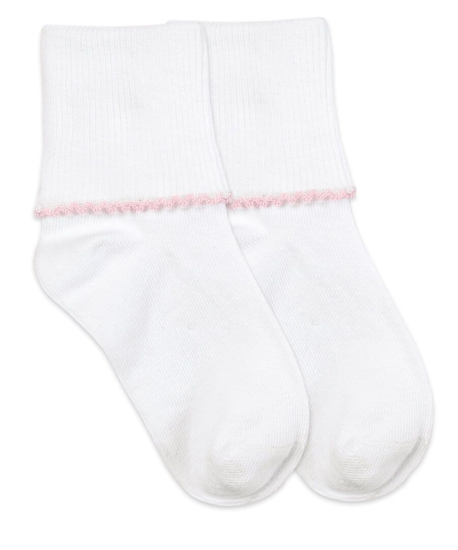 Jefferies Socks Smooth Toe Tatted Edge Turn Cuff Socks, Pink - Hotchpotch Kids