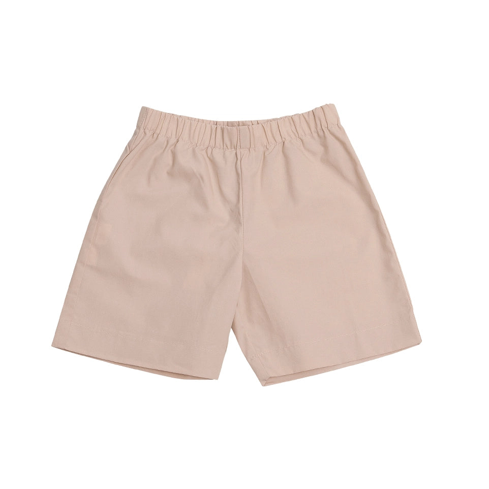 Jd Pull On Shorts - Khaki cotton poplin - Hotchpotch Kids