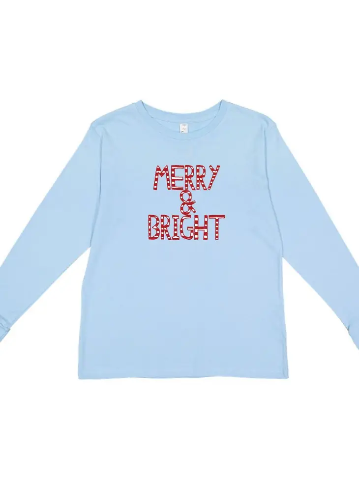 Merry & Bright Long Sleeve Tee - Sky Blue - Hotchpotch Kids