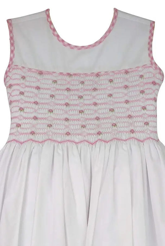 Riley White Hand Smocked Girl's Dress - Hotchpotch Kids